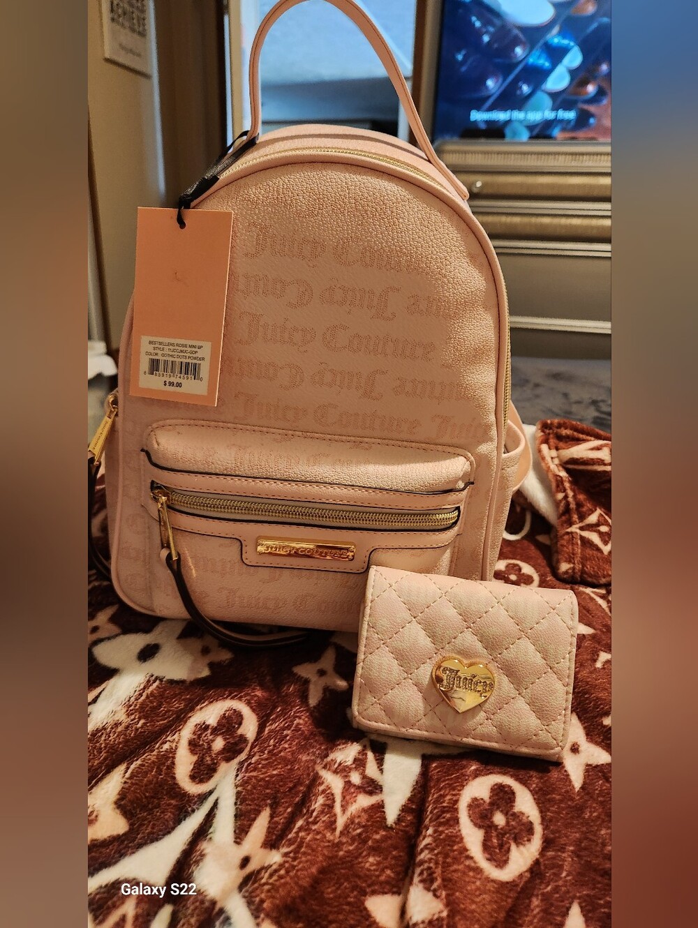 NEW JUICY COUTURE PINK BACK PURSE AND WALLET